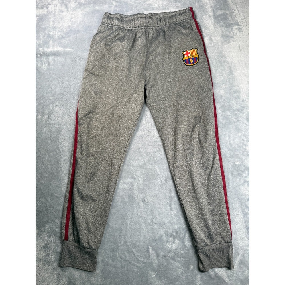 FC Barcelona Official Soccer Jogger Pants Mens Large Gray Logo Fleece Lined